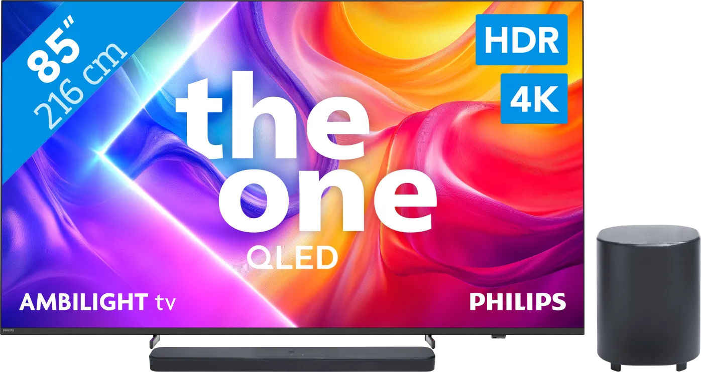 Philips Ambilight 85 Zoll PUS9000 QLED 4K (2025) + JBL Bar 500 M2 Schwarz (6151123594564)